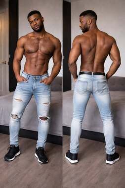 SPARK Premium Apparel Studio Collection Slim Fit Distressed Light Sand Blast Str